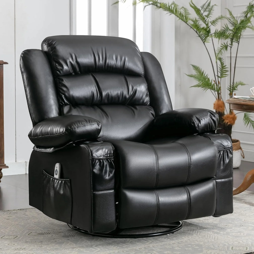 Black Power Recliner with Heat and Massage V147