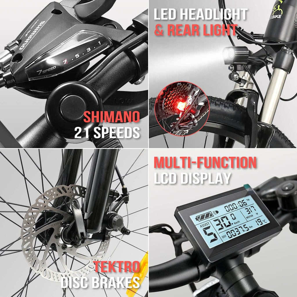 26" 500W Electric Mountain Bike with 48V 13AH Removable Battery 21 Speed A4207