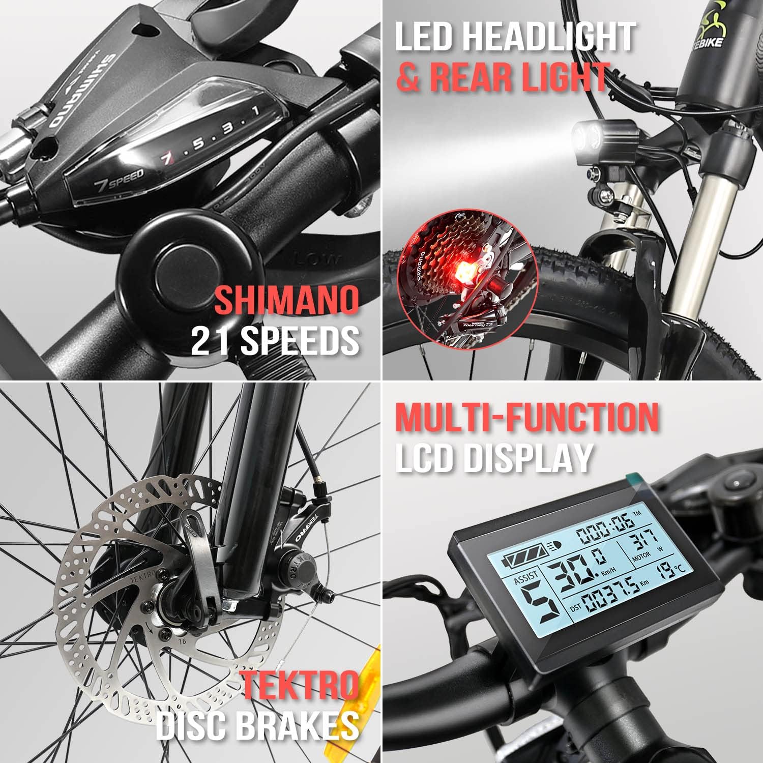 26" 500W Electric Mountain Bike with 48V 13AH Removable Battery 21 Speed A4207