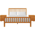 Queen Cherry Wooden Platform Bed with 2 Nightstands U230091