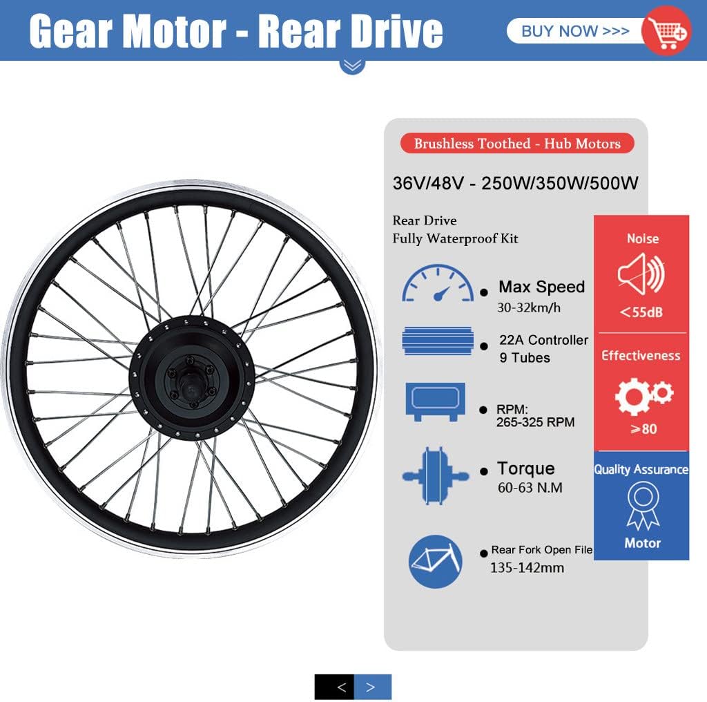 Electric Bicycle Conversion Kit 36V/48V 250W/350W/500W Rear Wheel Y9969