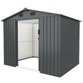 8 x 6 FT Outdoor Metal Storage Shed, Dark Gray S4171