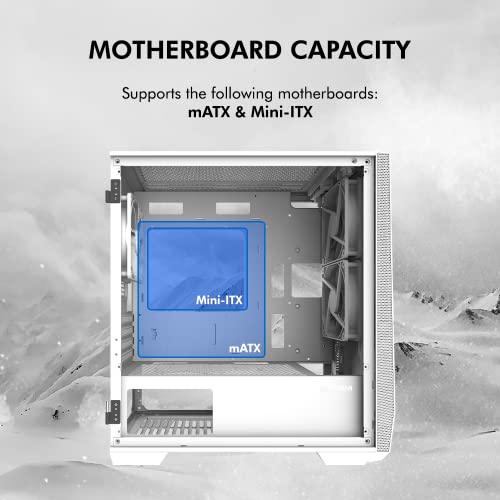 White mATX PC Case with Tempered Glass Side Panel T55369