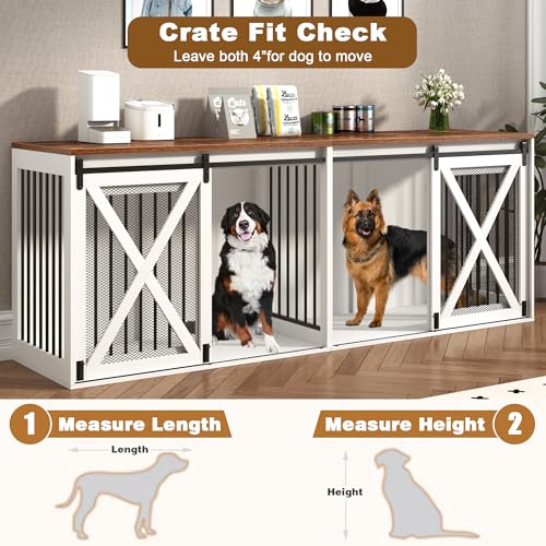 Black 78.7" Heavy Duty Double Dog Crate Furniture with Divider H6724