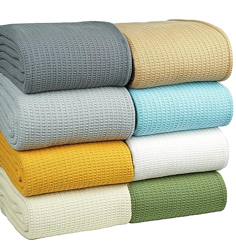 Queen Size White Cotton Throw Blanket 90 x 90 Inches X90002
