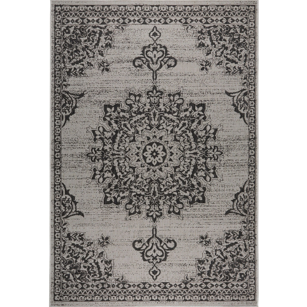 Grey Black 5'2"x7'2" Indoor Outdoor Area Rug H3214