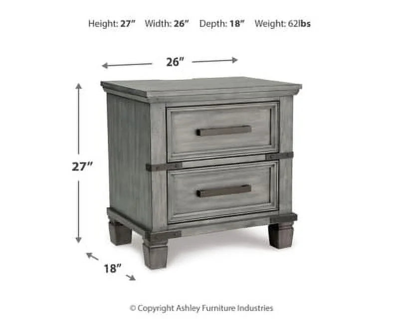 Gray 2 Drawer Nightstand A3172