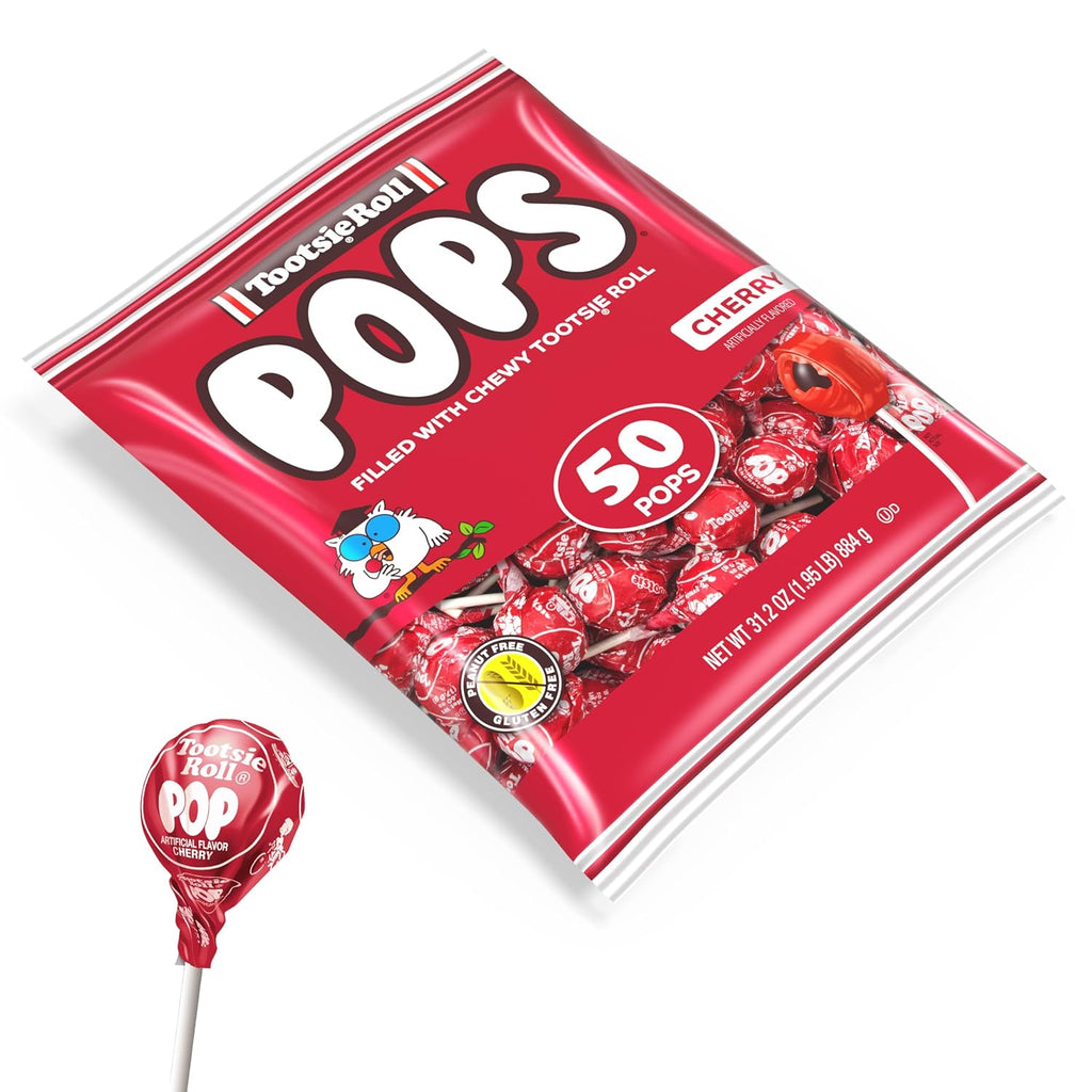 Cherry Flavored Lollipops with Chocolatey Center, Individually Wrapped Hard Candy, 50 Count C144