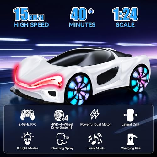 2.4GHz RC Drift Car with Cool Lights, Music & Spray Effects J10819