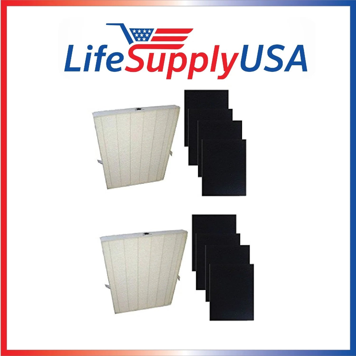 2 Pack Replacement HEPA Air Purifier Filter with 8 Carbon Pre Filters D6502