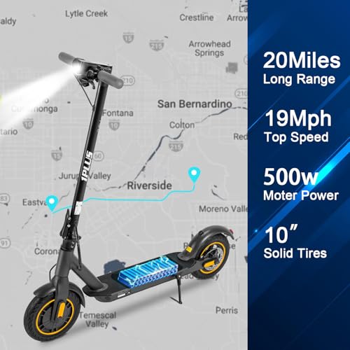 Electric Scooter with 10" Solid Tires, 600W Peak Motor, 20Miles Range, 19Mph Speed I47643