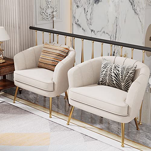 Green Velvet Accent Chair with Golden Metal Legs U651