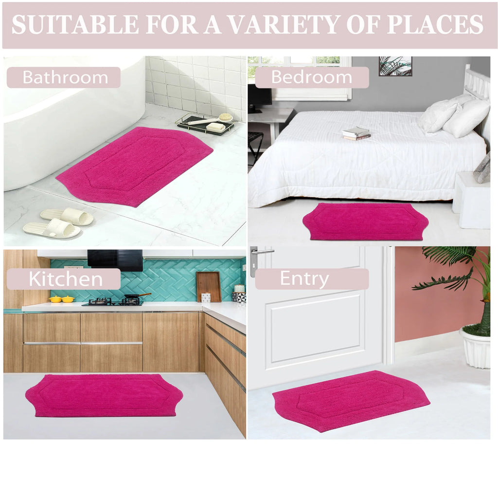 100% Cotton Tufted Bath Rug, 24"x40" Rectangle, Hot Pink T6677