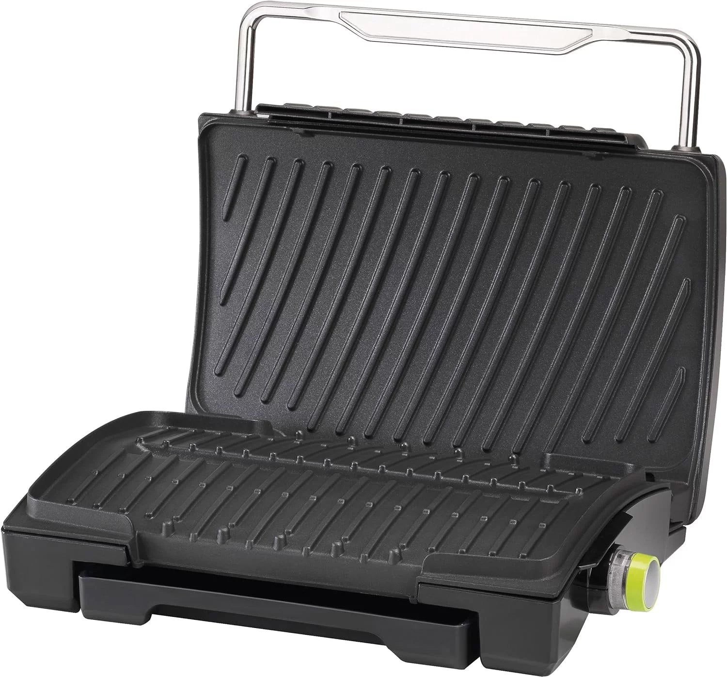 4-Burger Curved Grill With Non-Stick Plates, Silver D165