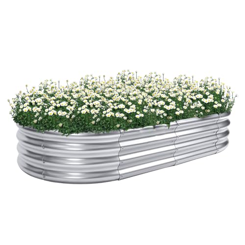 Galvanized Oval Metal Raised Garden Bed, 4x2x1ft L4942