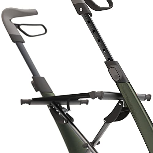 Carbon Overland All Terrain rollator with Big Pneumatic Wheels Foldable with seat Defender Green N250