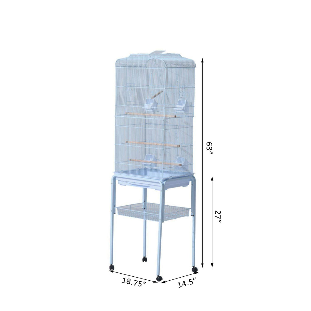 White Metal Bird Cage with Wheels Z618