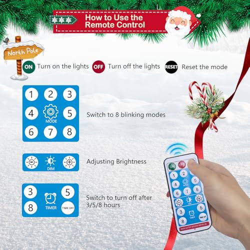 12 Pack Waterproof Solar Candy Cane Christmas Lights B58908