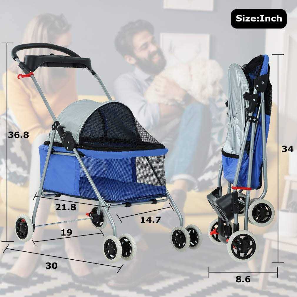 4 Wheels Folding Waterproof Portable Pet Stroller R751