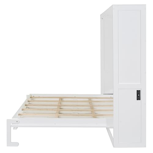 Gray Queen Size Murphy Bed with Sofa and Cabinet M680029