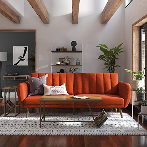 Light Grey Linen Sectional Futon Sofa M7539