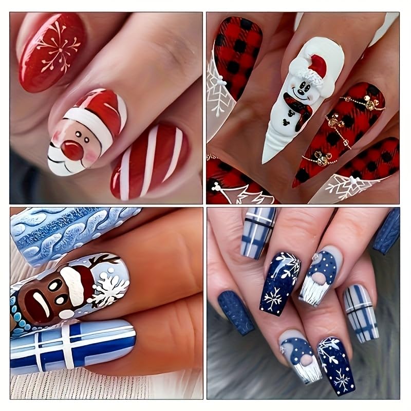 16 Sheets 7 Holiday Nail Art Stickers, Variety Pack All Season Nail Decals with Tweezers, 3D Self-Adhesive Nail Decoration X33993
