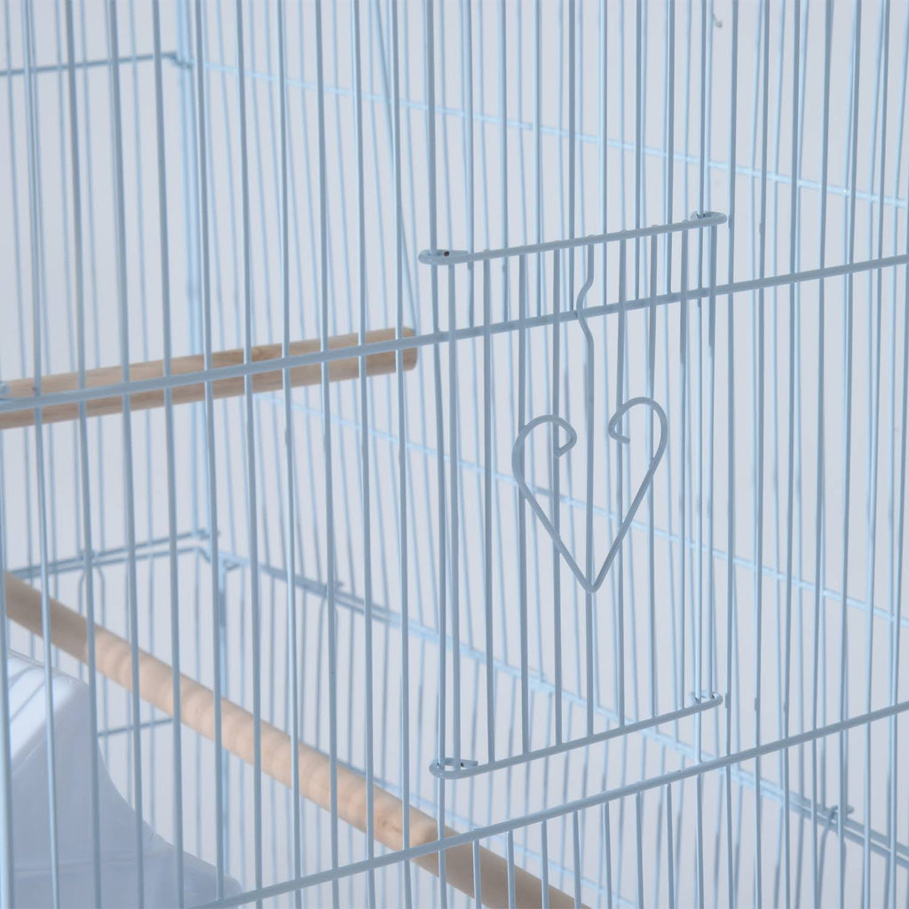 White Metal Bird Cage with Wheels Z618