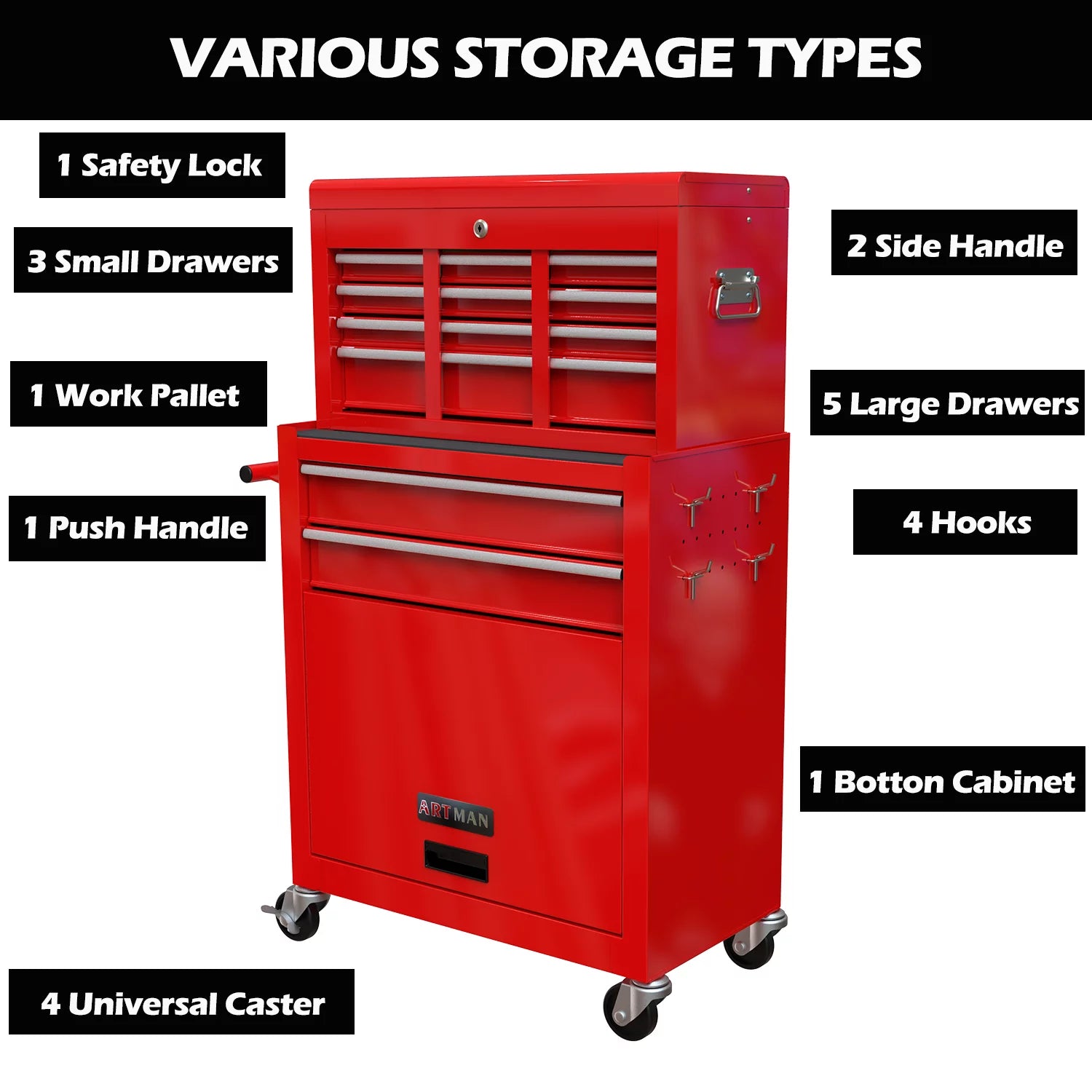 Blue 8-Drawer Rolling Tool Chest with Lock P53182