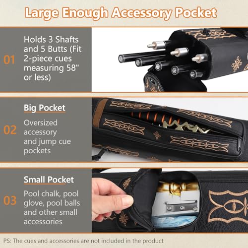 3x5 Hard Pool Cue Case Leatherette W338