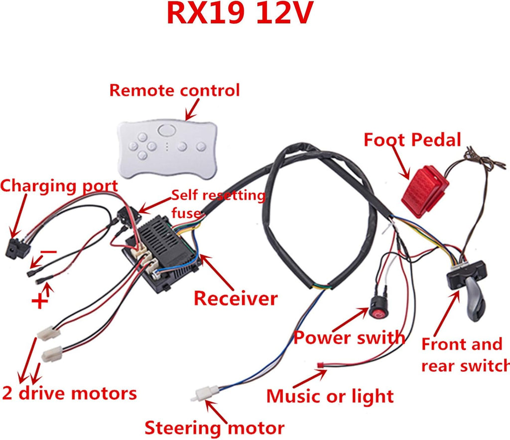 12V Remote Control Circuit Board Wires Switch Gearbox with Motors Children Electric Ride On Car Accessories L8840