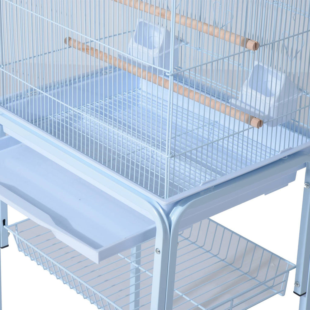 White Metal Bird Cage with Wheels Z618