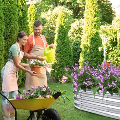 Galvanized Oval Metal Raised Garden Bed, 4x2x1ft L4942