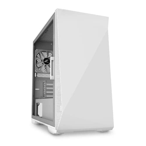 White mATX PC Case with Tempered Glass Side Panel T55369