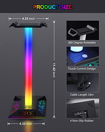 RGB Headset Stand with 2 USB Charger Y731