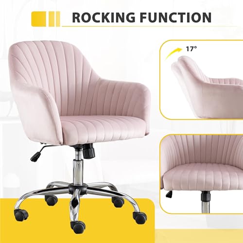 Green Velvet Swivel Rolling Vanity Desk Chair with Back and Wheels V838