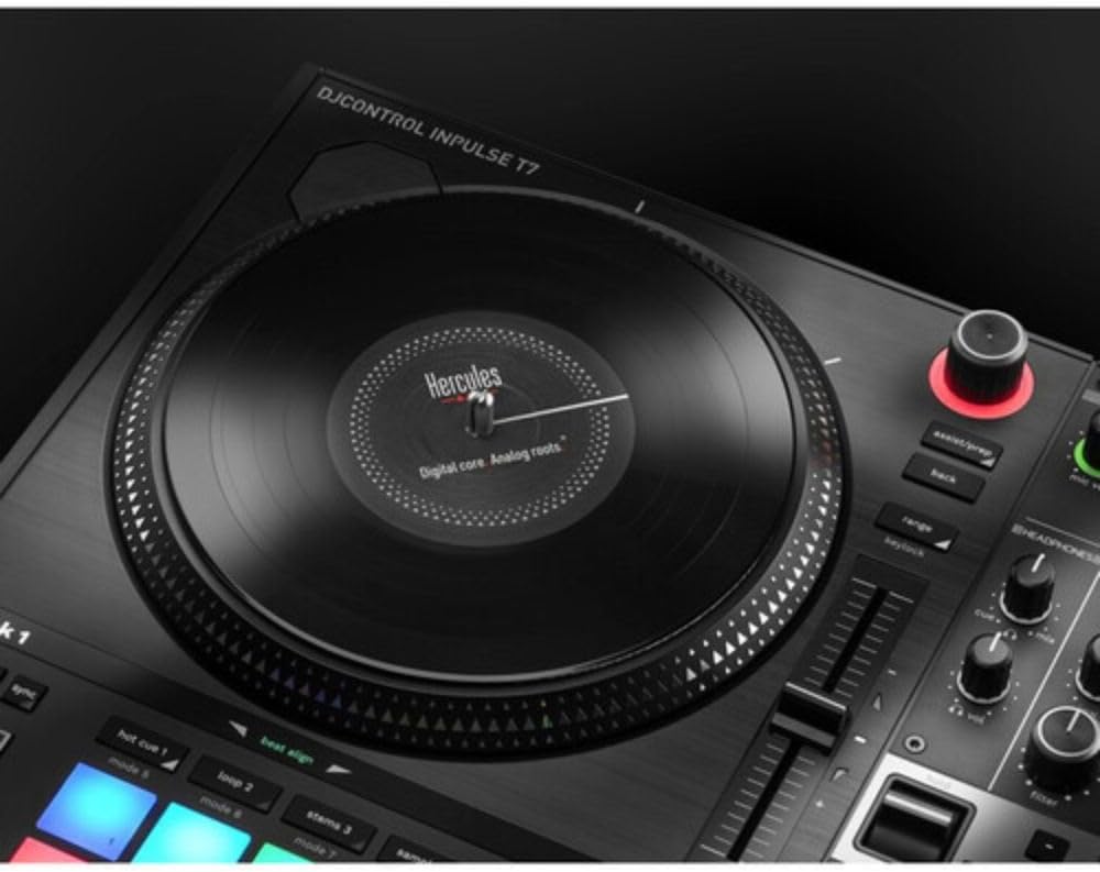 2 Deck Motorized DJ Controller with Cover and Closed-Back Headphones L64657