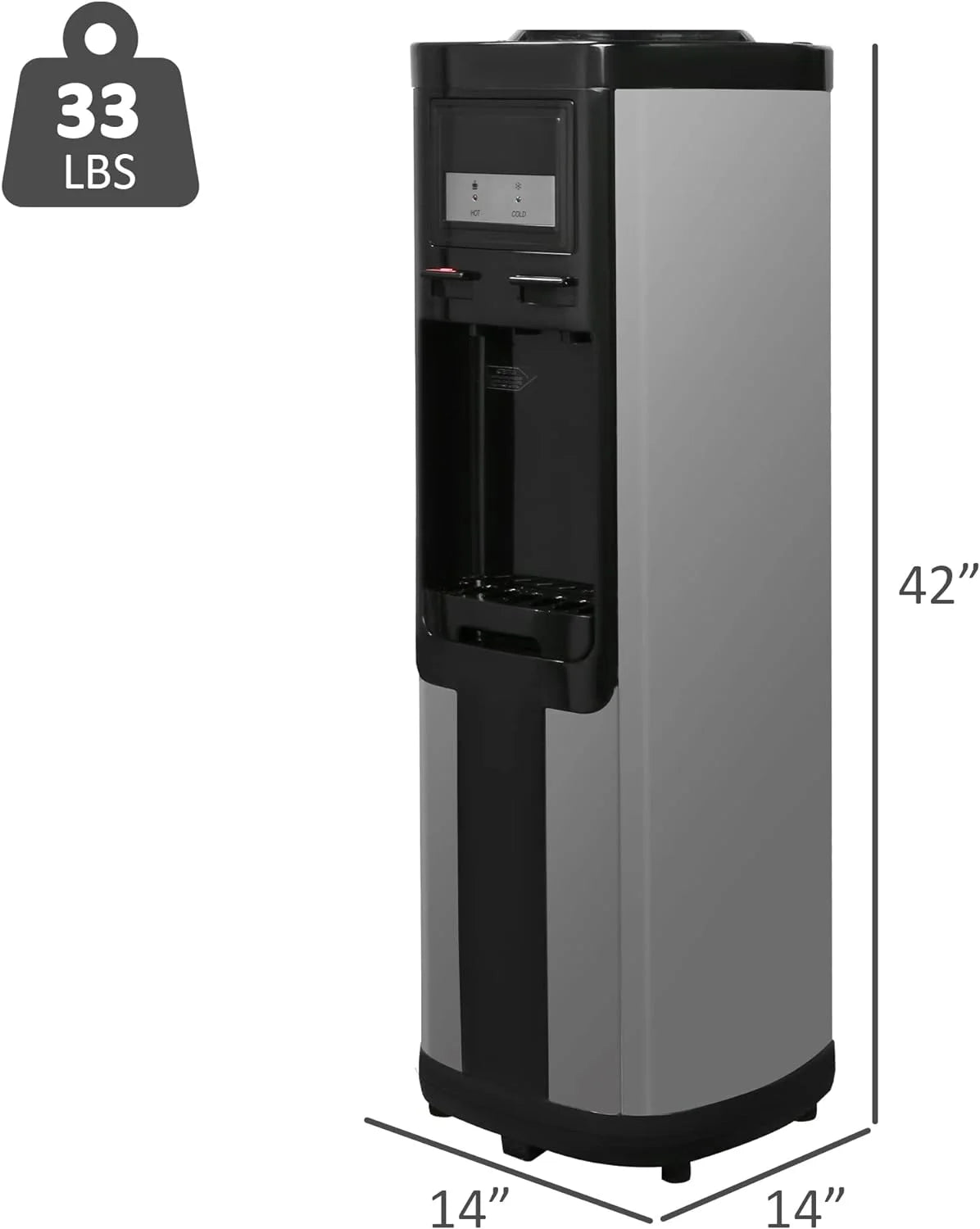 Black Stainless Steel Top Loading Water Cooler Dispenser for 3 & 5 Gallon Bottles N807050
