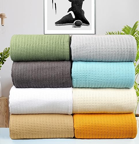 Queen Size White Cotton Throw Blanket 90 x 90 Inches X90002