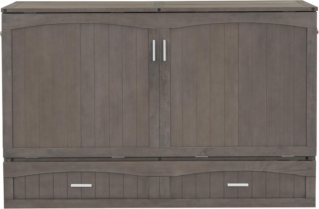 Queen Murphy Bed Cabinet with Drawer and Charging Station M633