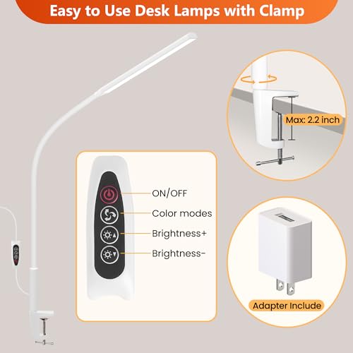 White Desk Lamp with Clamp N244018