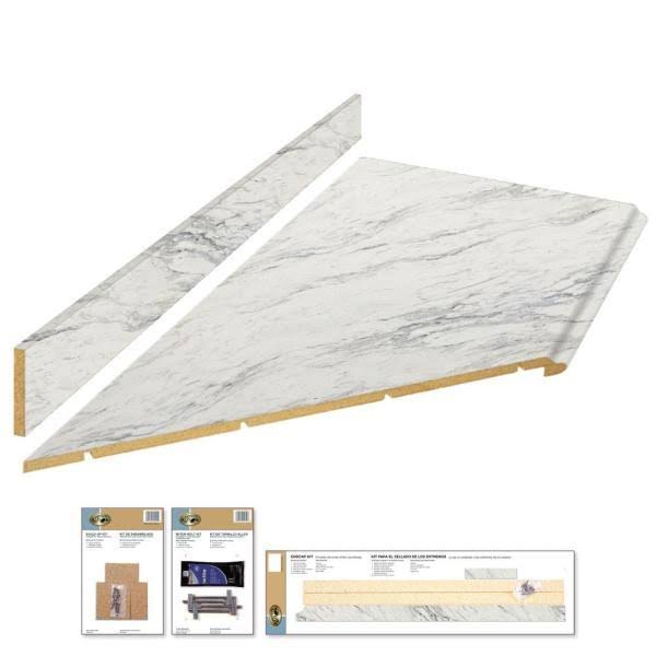 8 ft White Laminate Countertop Kit with Left Miter and Full Wrap Ogee Edge Z959