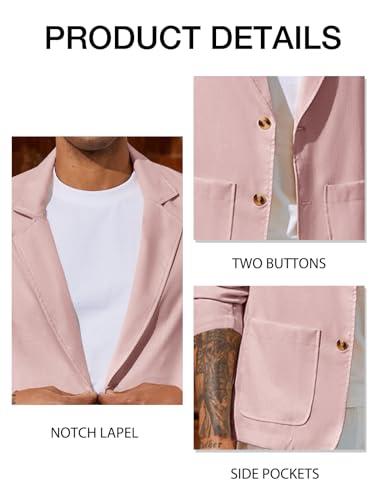 Mens Casual Linen Blazer Suit Jacket Two Button Slim Fit Lightweight Sport Coats Y39614