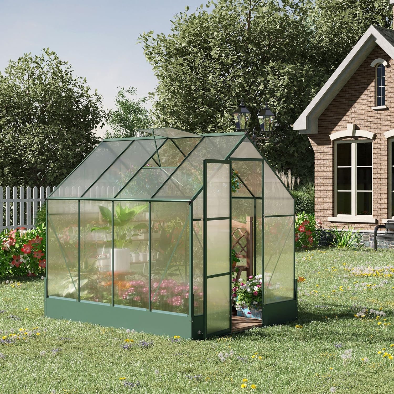 6' x 8' x 7' Walk-in Polycarbonate Greenhouse S16684