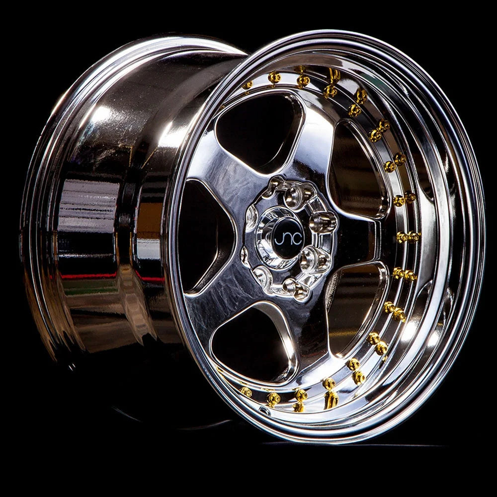 15x8 inch Single Wheel Only 15" Platinum Gold Rivet Rim 4x100/4x114.3 L488558