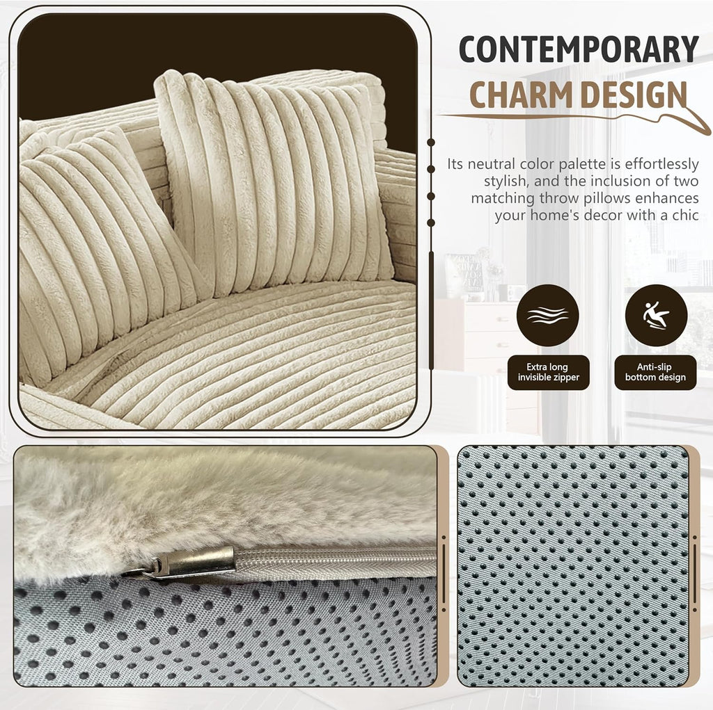 Oversized Chaise Lounge Sofa with 2 Throw Pillows V708