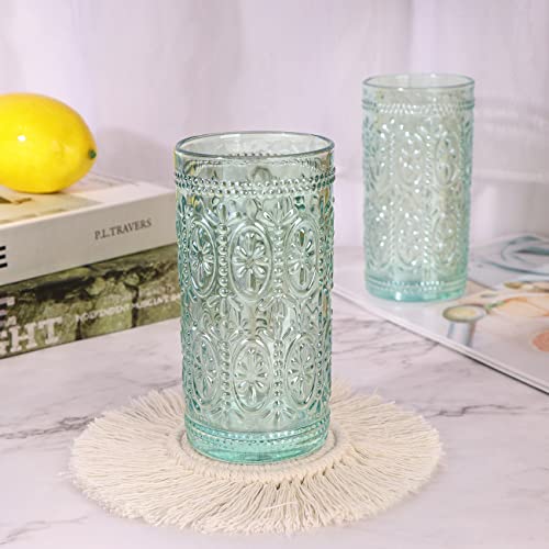 Pink Glassware set of 4, 10oz Heavy Duty Glass Cups C5075