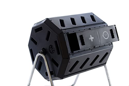 Black 37 Gallon Dual Chamber Tumbling Composter K341813