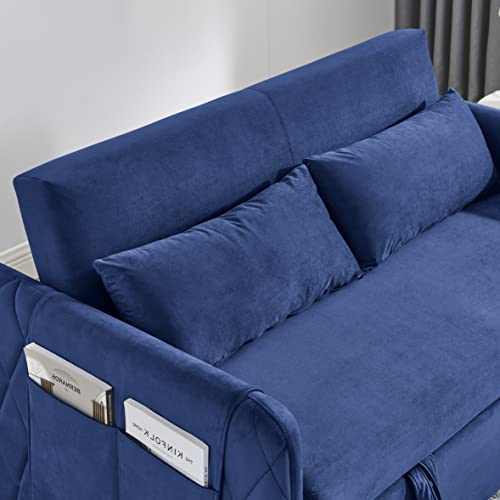 Black Velvet Convertible Sleeper Sofa Bed V11293