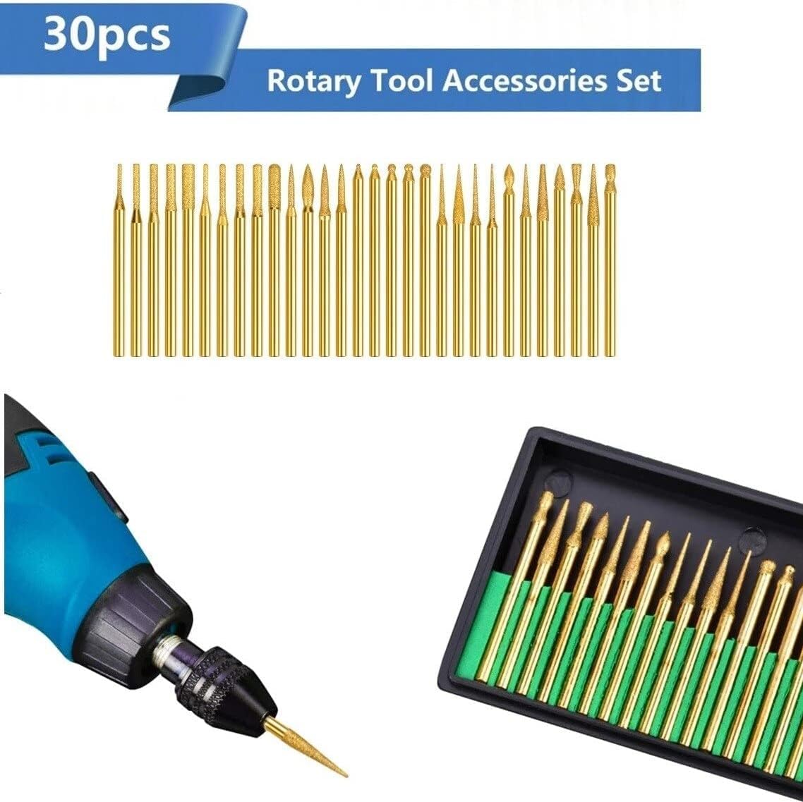 30 Piece Titanium Coated Diamond Drill Burr Set H388217