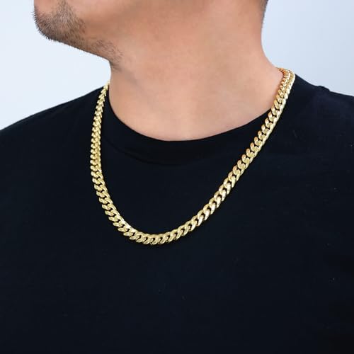 14k Yellow Gold 9mm Thick Miami Cuban Link Chain Necklace S5020